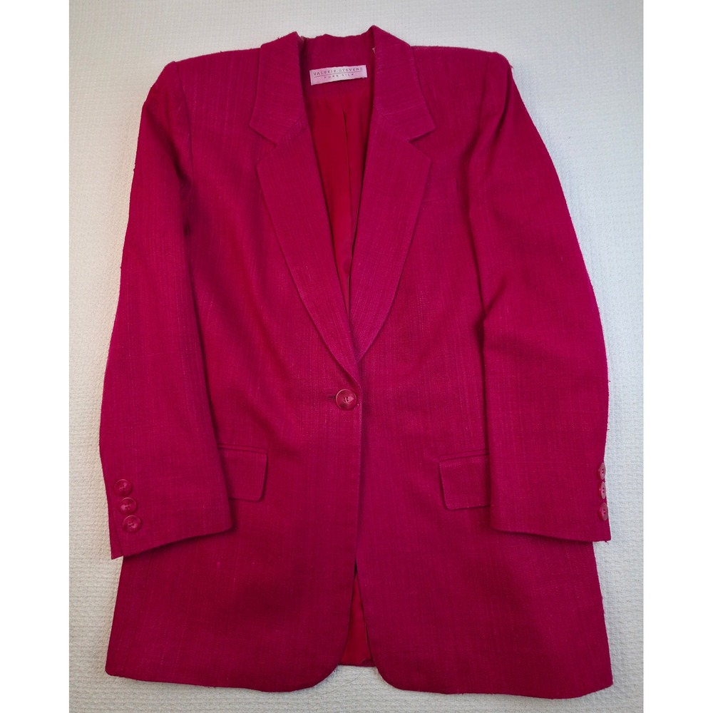 Valerie Stevens Pure Silk Blazer Women 8 Pink Single Button Professional